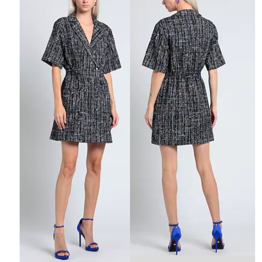 Sandro Paris Alizou Double-Breasted Bouclé-Tweed Mini Dress sz S (36) $490